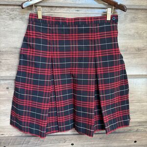 Becky Thatcher Plaid 37 Kick Pleat School Uniform Skirt Red Navy Blue Pocket